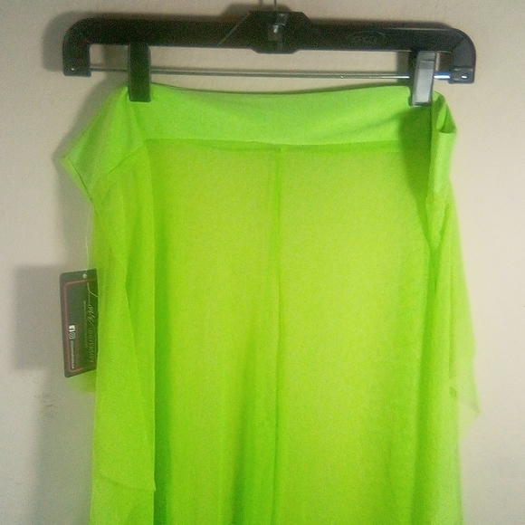 Love University Mesh Neon Green Ruffle Swim Cover-up Stretchy Pant - Picture 9 of 14